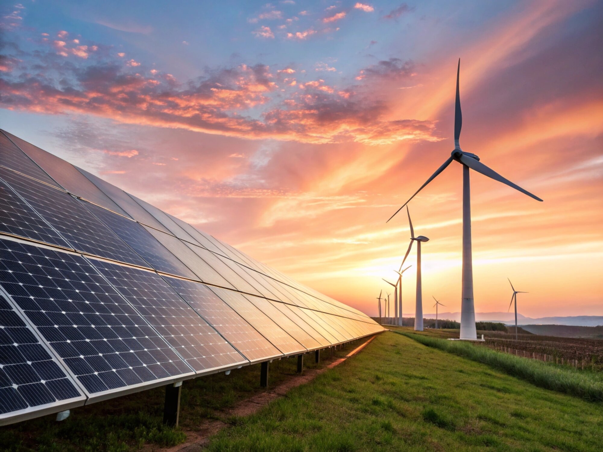 Solar,Panels,And,Wind,Turbines,Stand,Tall,Under,A,Dramatic